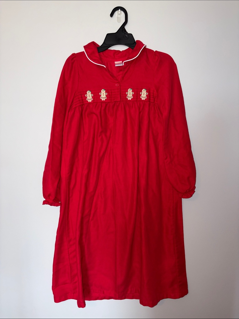 Vintage Gymboree Red Girls' Holiday Gown with Gingerbread Embroidery Youth Large